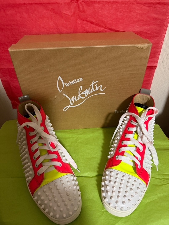 Christian Louboutin Shoes - Christian Louboutin  White and Neon Pink Sneakers